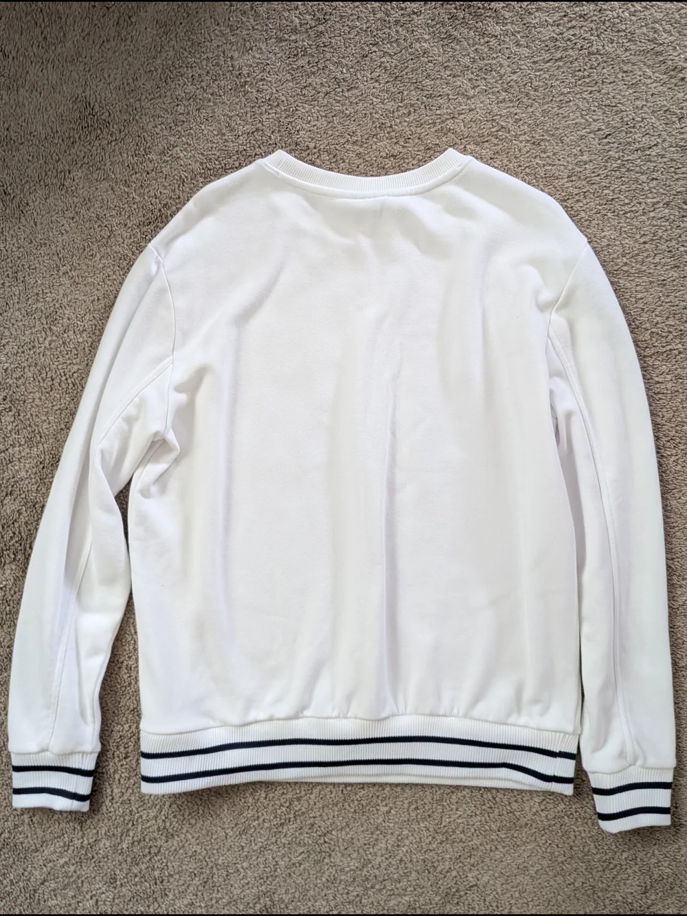 Fila White French Terry Crewneck Sweatshirt with Striped Trim Size XL - Picture 10 of 12